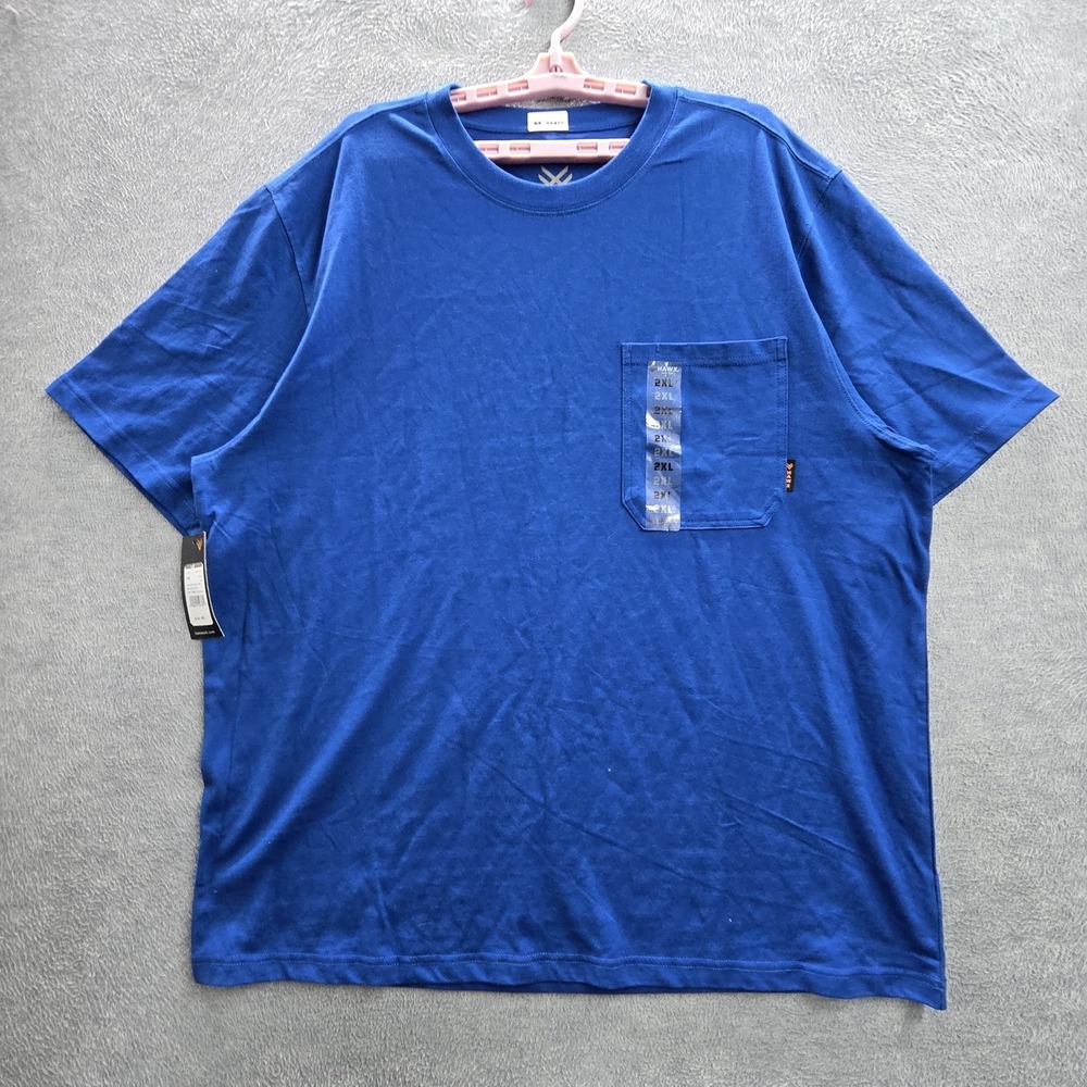 HAWX Men Shirt 2XL Blue Button Short Sleeve Logo‎ NWT
